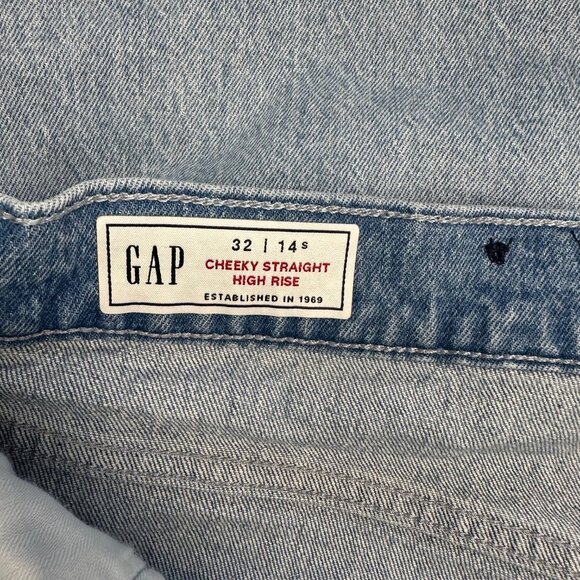 Gap Cheeky Straight High Rise Hidden Button Fly Distressed Jeans 32/14S - Picture 5 of 10